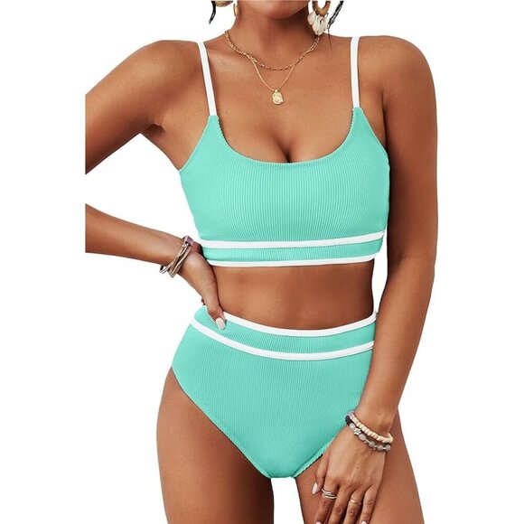 BMJL High Waisted Ribbed 2-Piece Bikini Swimsuit - Size M, NWT - Picture 1 of 7